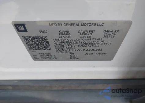 2019 Chevrolet Traverse 3Lt from USA, damaged, VIN 1GNERHKW7KJ320383